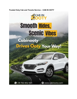 Reliable Ooty Cab and Travel Services – CAB IN OOTY