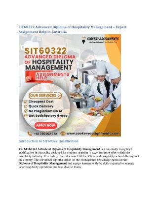 SIT50422 Diploma of Hospitality Management