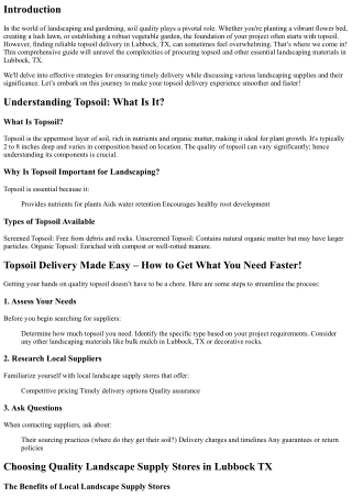 Topsoil Delivery Made Easy – How to Get What You Need Faster!