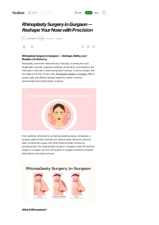 Rhinoplasty Surgery in Gurgaon — Reshape Your Nose with Precision