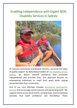 Enabling Independence with Expert NDIS Disability Services in Sydney