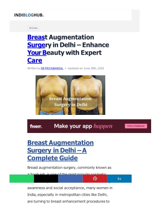 Breast Augmentation Surgery in Delhi – Enhance Your Beauty with Expert Care