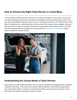 How to Choose the Right Tesla Service in Costa Mesa