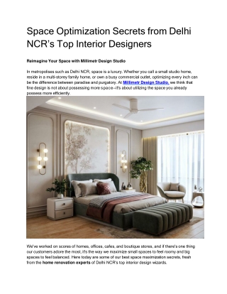 Space Optimization Secrets from Delhi NCR’s Top Interior Designers
