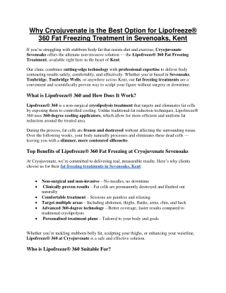 Why Cryojuvenate is the Best Option for Lipofreeze® 360 Fat Freezing