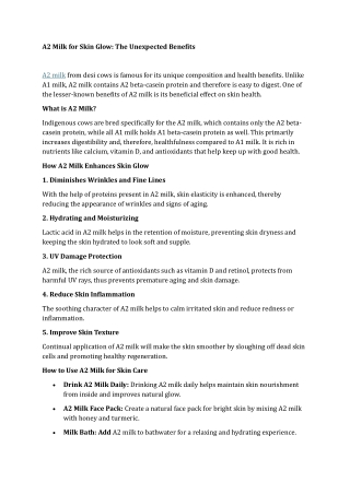 A2 Milk for Skin Glow The Unexpected Benefits