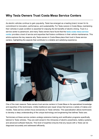 Why Tesla Owners Trust Costa Mesa Service Centers