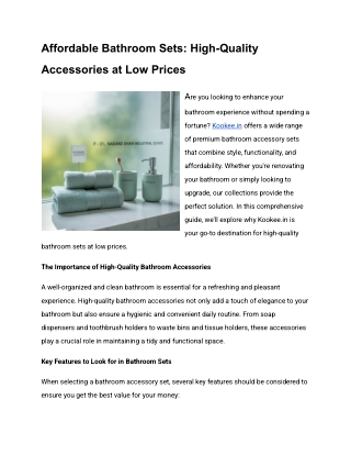 Affordable Bathroom Sets: High-Quality Accessories at Low Prices