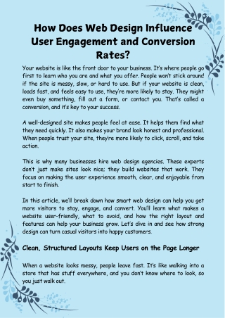 How Does Web Design Influence User Engagement and Conversion Rates