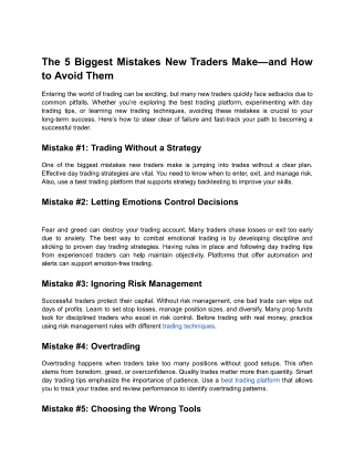The 5 Biggest Mistakes New Traders Make—and How to Avoid Them
