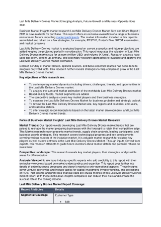 Last Mile Delivery Drones Market Emerging Analysis