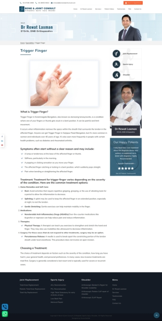 Trigger Finger treatment in Koramangala, Bangalore - Dr. Rewat