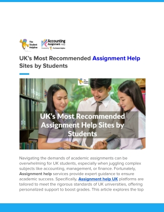 UK’s Most Recommended Assignment Help Sites by Students
