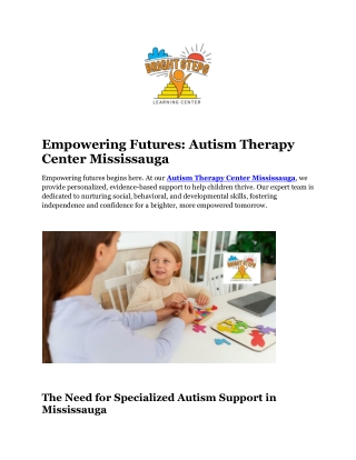 Autism Therapist Center Mississauga