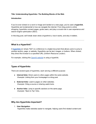 Title: Understanding Hyperlinks: The Building Blocks of the Web