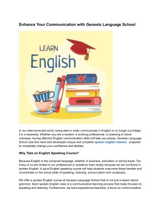 Enhance Your Communication with Genesis Language School