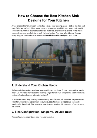 How to Choose the Best Kitchen Sink Designs for Your Kitchen