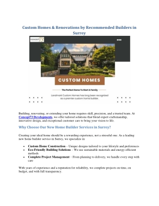 Custom Homes & Renovations by Recommended Builders in Surrey