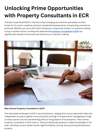 Unlocking Prime Opportunities with Property Consultants in ECR