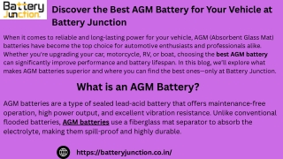 Best AGM Battery for Cars & Bikes – Shop at Battery Junction