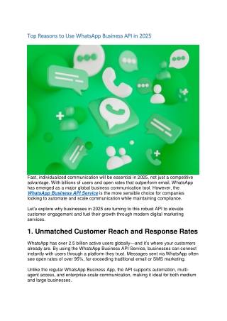 Top Reasons to Use WhatsApp Business API in 2025
