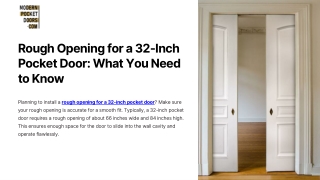 Rough Opening for a 32-Inch Pocket Door What You Need to Know