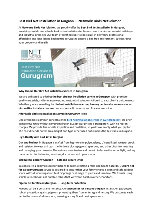 Best Bird Net Installation in Gurgaon