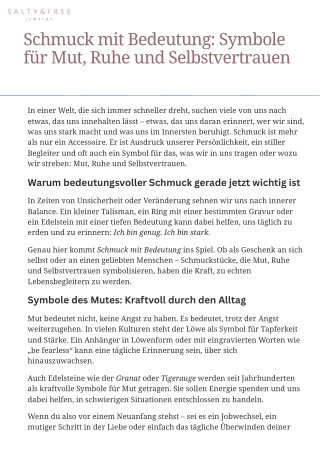 Schmuck mit Bedeutung Symbole für Mut, Ruhe und Selbstvertrauen