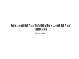 Hot Water Installation