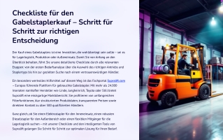 Checkliste für den Gabelstaplerkauf