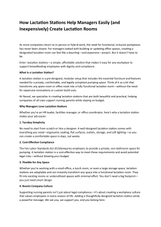 How Lactation Stations Help Managers Easily (and Inexpensively) Create Lactation Rooms