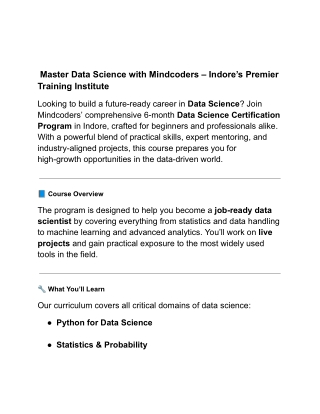 Best Data Science Course in Indore