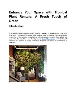 Enhance Your Space with Tropical Plant Rentals_ A Fresh Touch of Green