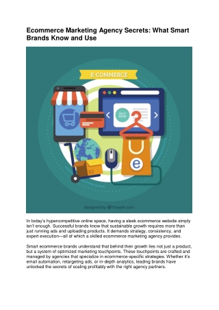 Ecommerce Marketing Agency Secrets: What Smart Brands Know and Use
