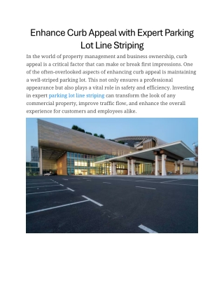 Enhance Curb Appeal with Expert Parking Lot Line Striping