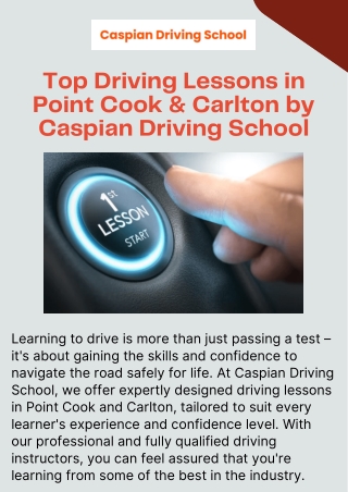 Professional Driving Lessons in Point Cook & Carlton – Caspian Driving School