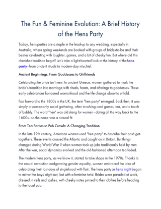 The Fun & Feminine Evolution A Brief History of the Hens Party