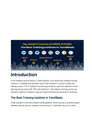 Top rated training institute in tamilnadu_credosystemz
