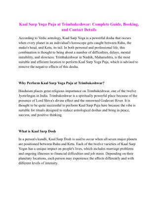 Kaal Sarp Yoga Puja at Trimbakeshwar_ Complete Guide, Booking, and Contact Details