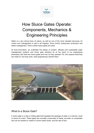 Sluice Gates: Design, Types & Working | Yooil Envirotech
