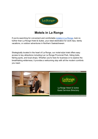 Motels in La Ronge – La Ronge Hotel & Suites