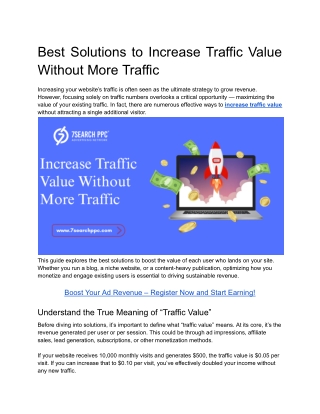 Best Solutions to Increase Traffic Value Without More Traffic