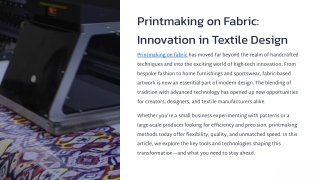 Printmaking on Fabric_ Innovation in Textile Design