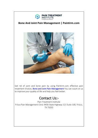Bone And Joint Pain Management | Paintirm.com