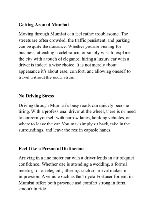 Why Hiring a Luxury Car Rental with a Driver in Mumbai Is Totally Worth It