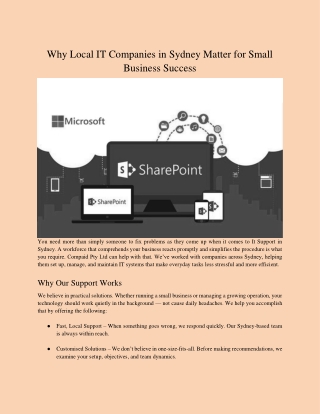 Why Local IT Companies in Sydney Matter for Small Business Success