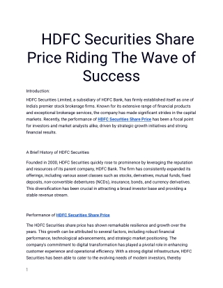 Find Your Ideal HDFC Securities Share Price at Planify
