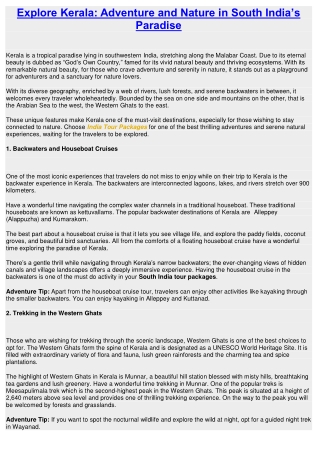 Explore Kerala