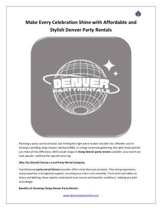 Make Every Celebration Shine with Affordable and Stylish Denver Party Rentals