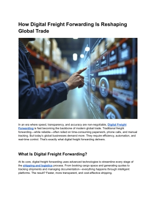 How Digital Freight Forwarding Is Reshaping Global Trade